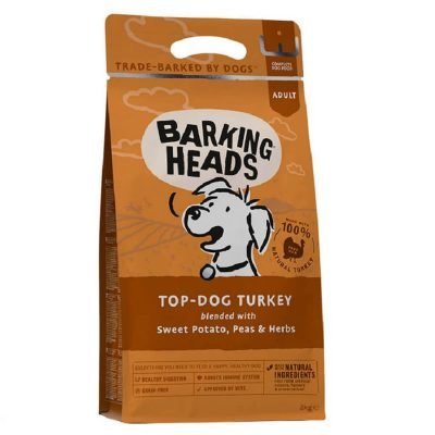 Barking Heads είναι 100% πλήρης διατροφή παρασκευασμένη με επιλεγμένα ποιοτικά συστατικά.Χωρίς σιτηρά, με γαλοπούλα για ενήλικους,μικρόσωμους σκύλους, χωρίς σιτηρά