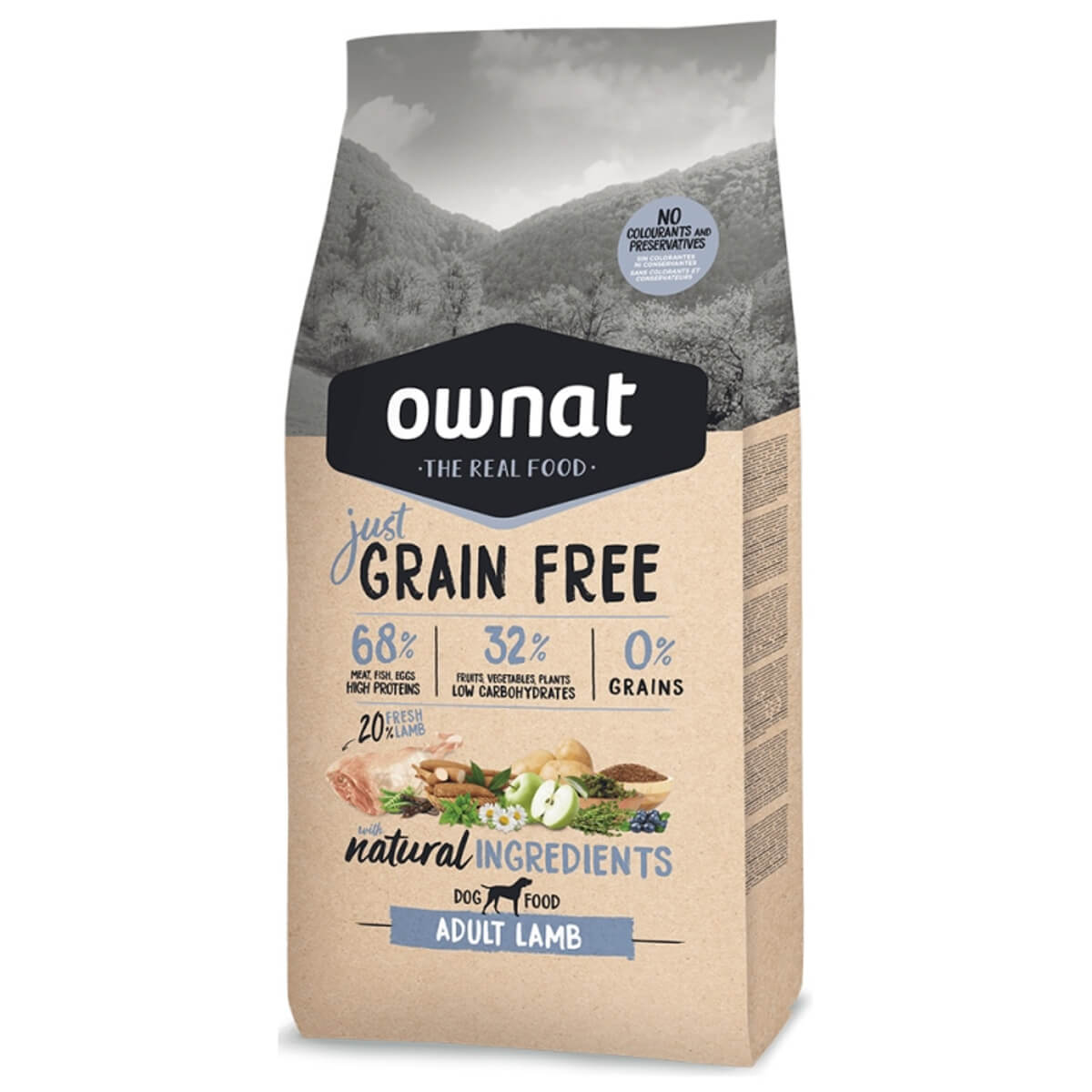 70j322-323-ownat-just-dog-adult-lamb-trofi-enhlikous-skylous-arni Πλήρης και ισορροπημένη διατροφή για ενήλικους σκύλους με φυσιολογικά επίπεδα δραστηριότητας. Περιέχει 20% φρέσκο κρέας αρνιού, κατάλληλο για ζώα με δυσανεξία ή ευαισθησία είτε στο πεπτικό τους σύστημα, είτε στο δέρμα ή τρίχωμα τους