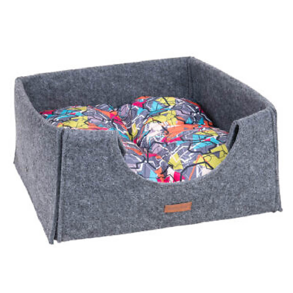 amiplay-press-cat-cube-2in1 Κυβος -κρεβατάκι γάτας 2 σε 1 απο την Amiplay.Μπορεί να χρησιμοποιηθεί ως φωλια και ώς κρεβατι αν διπλωθεί. Γκρι μαλακη οικολογική τσόχα