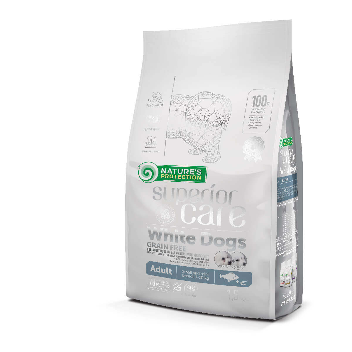 natures-protection-superior-care-white-dogs-grain-free-adult-small-mini-fish-trofi-gia-lefkous-skulous-enhlikes Τροφή χωρίς σιτηρά για σκύλους μικρόσωμων φυλών με λευκό τρίχωμα βάρους έως 10kg, με λευκά ψάρια.