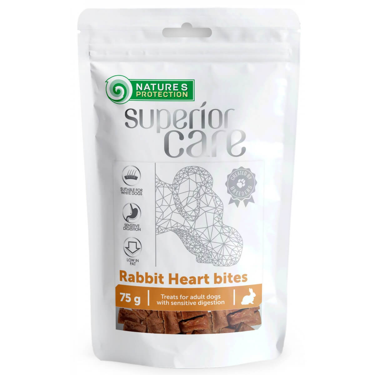 natures-protection-rabbit-hearts-bites (1) (1) λιχουδιά μπουκιές καρδιάς κουνελιού για σκυλιά, με ευαισθησία στην πέψη.Lixoudia Boukia kardias kouneliou