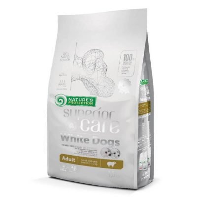 White Dogs Grain Free- Adult Lamb. Πλήρης Ζωοτροφή χωρίς σιτηρά για για ενήλικες σκύλους μικρόσωμων φυλών με λευκό τρίχωμα  βάρους έως 10kg, με αρνί.