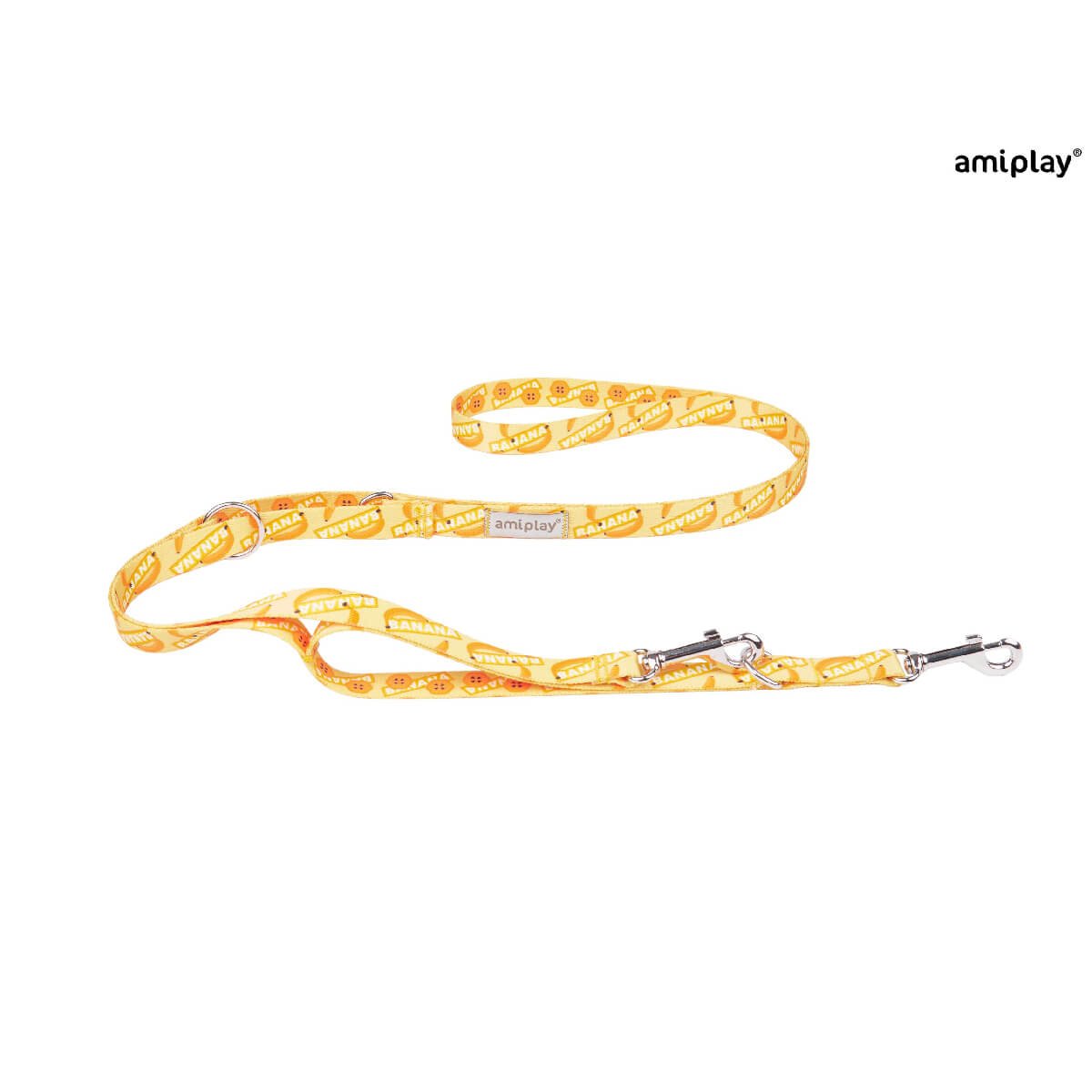 amiplay-behappy-leash7in1-bananab (1) Πολυμορφικός Οδηγός περιπάτου της Amiplay 7in1 από τη σειρά BeHappy με σχέδιο - Banana