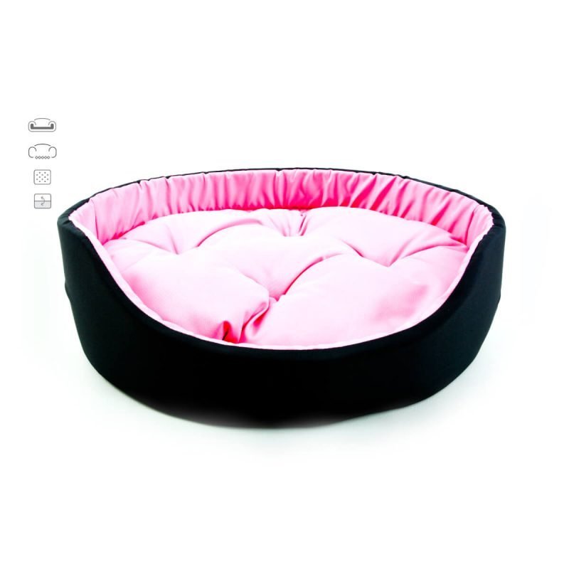 dog-art-oval-bed-pink-dark-gray
