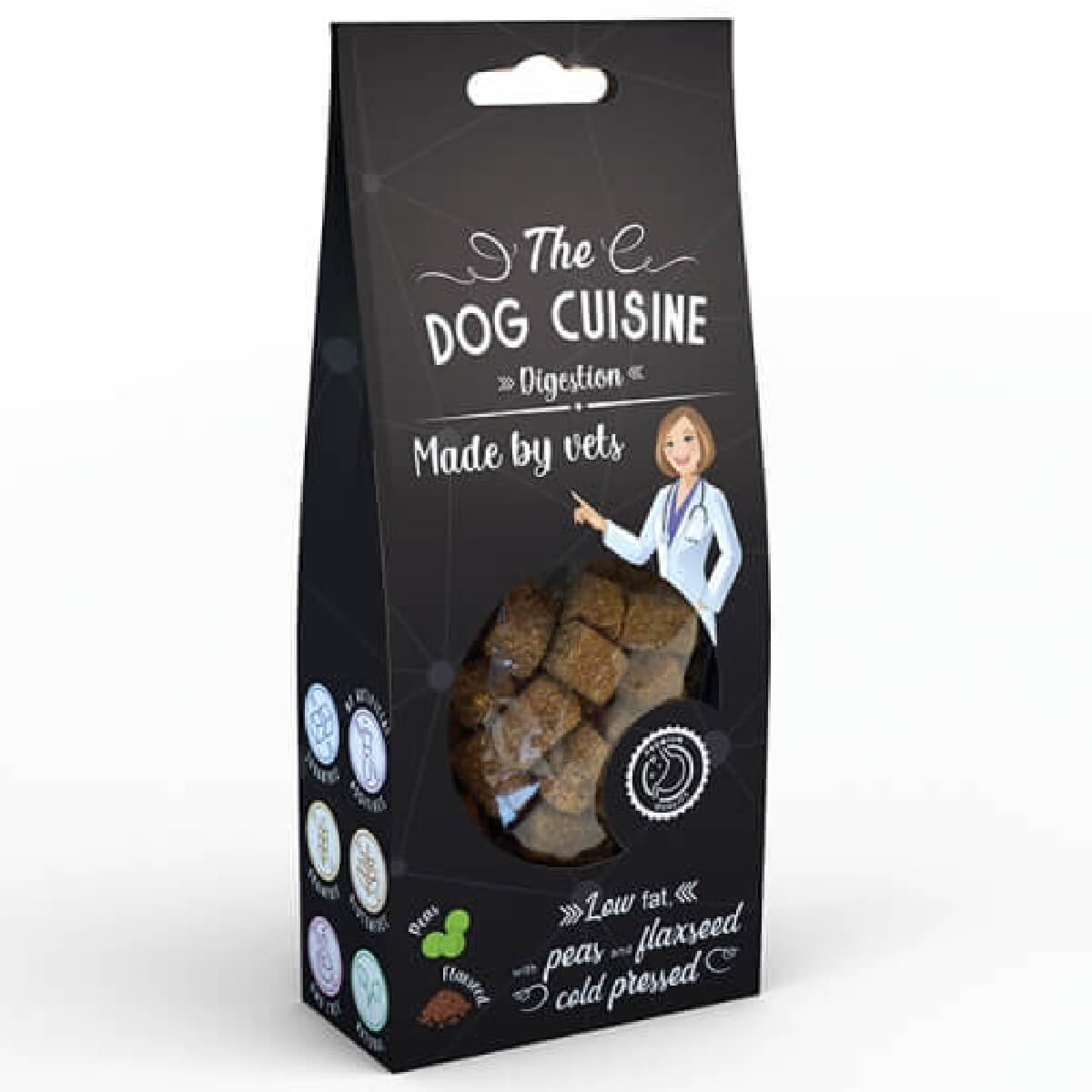 dog-cuiisine-digestation Λιχουδιές από αγνά, φυσικά συστατικά που παράγονται με υψηλής ποιότητας τεχνική ψυχρής συμπίεσης που διατηρεί όλες τις βιταμίνες, τα μέταλλα &ιχνοστοιχεία. Dog Cuisine. ProActive Βalance - Functional Snacks Digestion 80gr