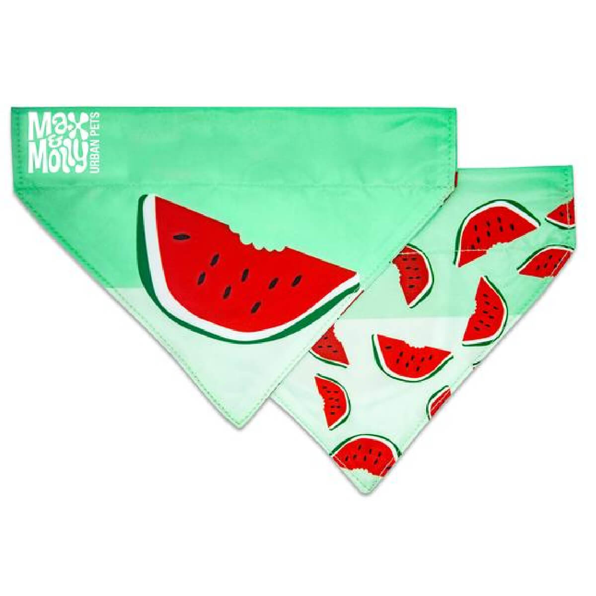 max-molly-bandana-watermelon Μοντέρνα μπαντάνα που μπορεί εύκολα να εφαρμοστεί. Διατίθεται με ταιριαστό κολάρο, οδηγό & επιστήθιο της σειράς WATERMELON