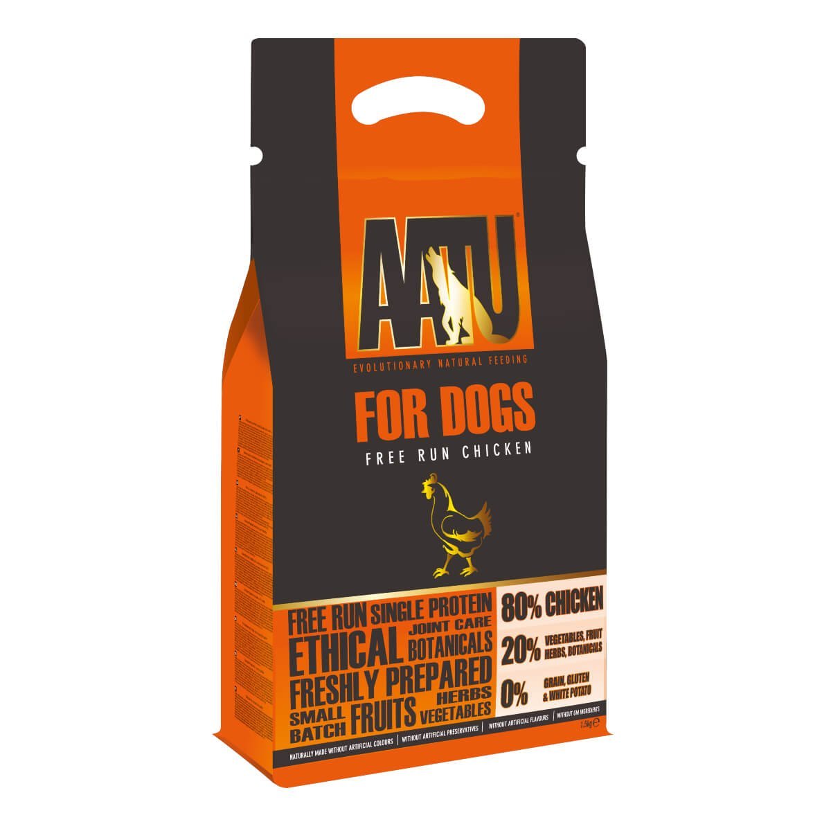 aatu-trofi-enilikus-skulous-eleftheras-voskis-kotopoulo-xoris-sitira-free-run-chicken-grain-free AATU, Πλήρης τροφή χωρίς σιτηρά για ενήλικους σκύλους κοτόπουλο ελευθέρας βοσκής. Παρασκευάζεται από φρέσκο κρέας χωρίς συντηρητικά, περιέχει ένα μοναδικό συνδυασμό από 8 φρούτα, 8 λαχανικά και 8 βότανα για την ισορροπημένη διατροφή.