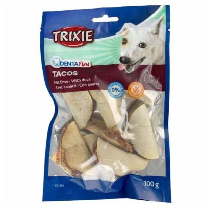 Σνακ για οδοντική υγιεινή από την Trixie και την σειρά Denta Fun Tacos- Duck, προσφέρει μασητική διασκέδαση με επιπλέον οδοντιατρική φροντίδα.