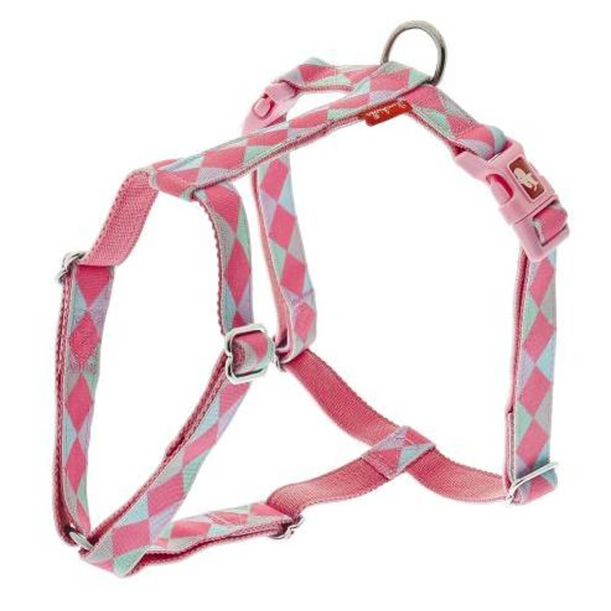 ferribiella-rhombus-pink-harness-samaraki-stitholouro-skylou-volta Οικονομική σειρά αξεσουάρ βόλτας Σκύλου από την εταιρεία Ferribiella. Σαμαράκια, περιλάιμια, οδηγοί περιπάτου όλα σε διάφορα όμορφα σχέδια και χρώματα. Σαμαρακι, στηθόλουρο Σκύλου από την σειρά Pink Rhombus (Ροζ Ρόμβος)
