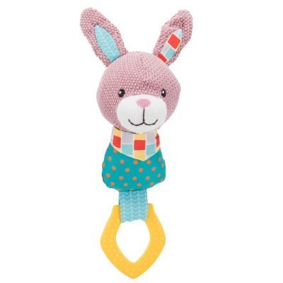 Παιχνίδι με ήχο, από την σειρά Trixie Toy Junior είναι κατάλληλο τόσο για αγκαλιά όσο και ως μάσημα παιχνίδι για τον τετράποδο φίλο σας. Σχέδιο κουνέλακι, 16cm, κατασκευασμένο από ύφασμα πολυεστέρα. Για ουρά έχει πλαστικό κρίκο για μάσημα.