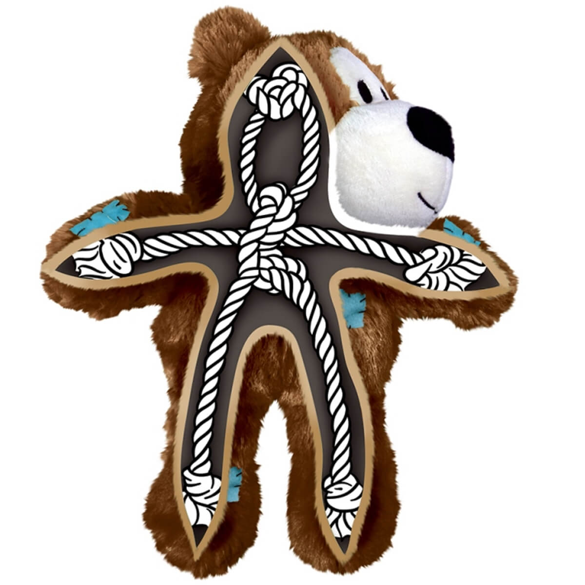kong-dog-toy-paixnidi-skylou-knots-wild-bear-xsmall-small-skouro-kafe Λούτρινο παιχνίδι απο την εταιρεία Kong. Αρκουδακι Wild Knots Bear. Λούτρινο παιχνίδι σκύλων με πολύ μαλακό ύφασμα και σταθερό σκελετό από σκοινί με δεμένους κόμπους.Φωτο πουτ φαινεται το γεμισμα με κόμπους. Χρώμα Σκουρο καφέ