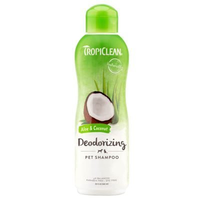 Το Aloe & Coconut Deodorizing Shampoo από την TropiClean, σαμπουάν με φυσική αλόη, μολόχα και παπάγια, το τρίχωμα του κατοικίδιου ζώου σας θα είναι απαλό και θα μυρίζει πολύ φρέσκο. Κατάλληλο για σκύλους και γάτες για 12 εβδομάδων και άνω.