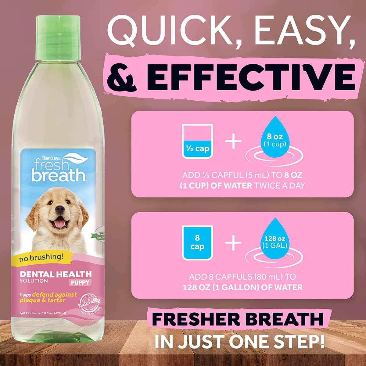 tropiclean-dental-fresh-breath-puppy-odontiki-prostasia-koutaviou-prosttheto-nerou-katapolemisi-plakas-petras-label-etiketa-odigies-xrisis Πρόσθετου Νερού από την Tropiclean – Dental Health Solution For Puppies για στοματική υγεία καθώ λειτουργεί σαν άμυνα κατά της πλάκας και της πέτρας και διατηρεί δροσερή αναπνοή έως 12 ώρες. Ειδικά σχεδιασμένο για κουτάβια άνω των 16 εβδομάδων. Βάρος/ Συσκευασία 473ml-Οδηγίες Χρήσης