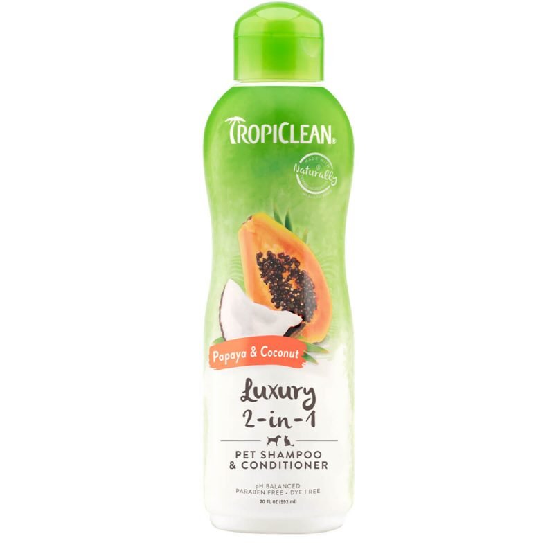 tropiclean-luxurious-2-in-1-shampoo-conditioner-me-papaya-karida-sampoyan-malaktiki-gia-skylo-kai-gata