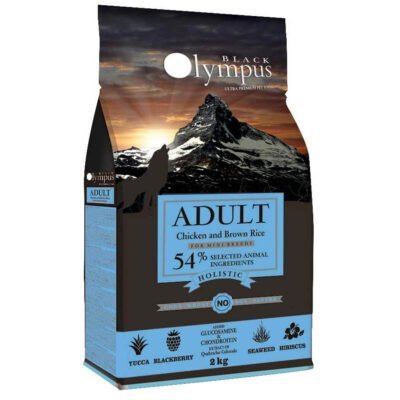Πλήρης Ολιστική τροφή για μικρόσωμους ενήλικους σκύλους με Κοτόπουλο και καστανό ρύζι χωρίς καλαμπόκι& γλουτένη με μεγάλη ποσότητα κρέατος από την Black Olympus