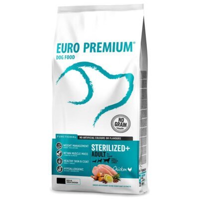Πλούσια σε φρέσκο ​​Κοτόπουλο είναι μια super premium τροφή για ενήλικες σκύλους απο την εταιρεία Europremium  και την σειρά Functional/ Sterilized για στειρωμένα και υπέρβαρα σκυλιά. Κατάλληλη για ενήλικες σκύλους, μικρού, μεσαίου και μεγάλου μεγέθους Διατίθεται σε συσκευασίες 2kg & 10 Kg
