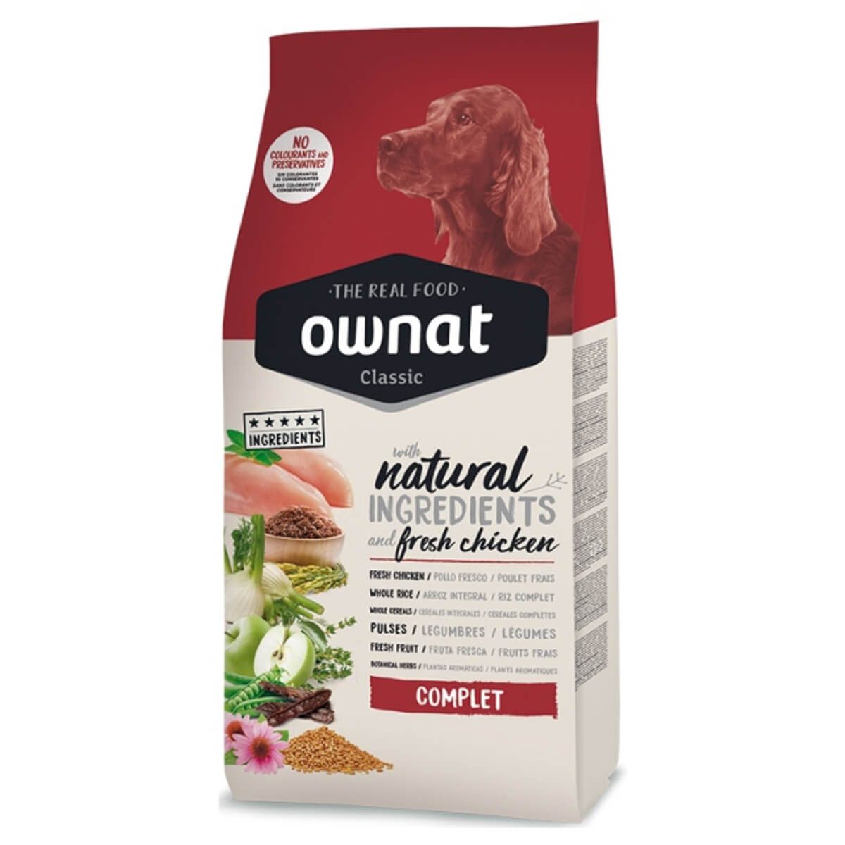 71p222-ownat-classic-dog-complet-kotopoulo-chicken (1) Ξηρά τροφή από την Ownat , Classic Complet σειρά, κατάλληλη για να καλύπτει τις διατροφικές ανάγκες ενός ενήλικου σκύλο ανεξαρτήτου μεγέθους ή φυλήςΠλήρης και ισορροπημένη διατροφή με εξαιρετική γευστικότητα λόγω της περιεκτικότητάς της σε φρέσκο νωπό κρέας.